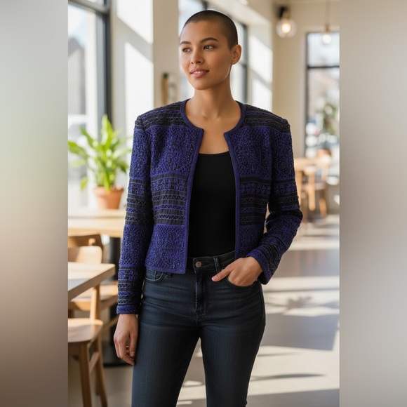 Talbots Jackets & Blazers - Talbots vintage women’s black 100% Silk Beaded
Evening Jacket Size medium